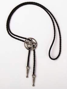 1pc Western Cowboy Wolf Head Bolo Tie, Gothic Pentagram Goat Head Necklace Pendant, Unique Accessory - Multicolor - View 6