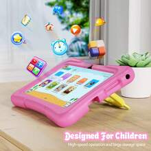 Qetupa Tableta para niños de 7 pulgadas, Android 13, 3GB RAM+64GB ROM, WiFi 2.4G, cámaras duales 2MP+5MP, incluye control parental y software educativo, funda protectora a prueba de golpes - Rosa - Ver 4