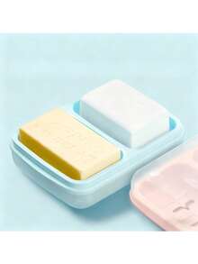 2-Slot Soap Dish, Bathroom Countertop Soap Holder With Drainage Design, Sealed Design Bathroom Accessory - Multicolor - View 1