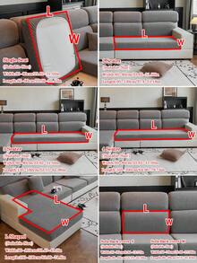1pc Plush Jacquard Anti-Slip Sofa Seat Cushion Cover, Soft & Skin-Friendly, Pet-Proof, Elastic Sofa Slipcover, Suitable For L-Shaped Sofa And 1/2/3/4 Seater Sofa, Applicable For All Seasons (Sold Individually) - Dark Grey - View 4