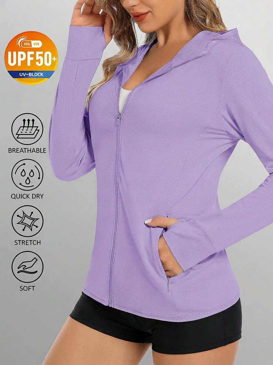 KEFITEVD Women's Sun Hoodies Lightweight Jacket For Women Zip Up UPF 50+ UV Shirt Long Sleeves - 淺紫色 - 查看 1