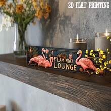 1 Peça Placa Decorativa de Estilo Retrô 2D, Arte de Parede de Metal Flamingo Sala de Lazer, Adequada para Casa, Café, Garagem, Casa de Campo, Banheiro, Cozinha, Jardim, Presente de Feriado, 10,16 X 40,64 Cm - Multicolorido - Visão 4
