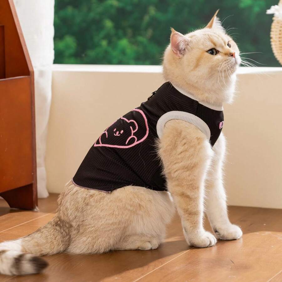 Chaleco de verano para mascotas, refrigerante, de poliéster, elegante de lujo, personalizado, con bordado de corazón lindo, adecuado para perros y gatos - Multicolor - Ver 1