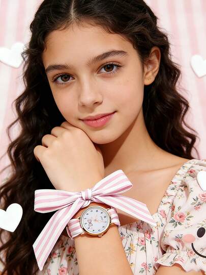 A Fashionable, Simple And Elegant Quartz Watch With A Small Round Bow Pattern Decoration, Suitable For Wearing At Parties, Gatherings, School Events To Check The Time. It Is Also A Great Choice As A Gift For Mothers/Friends On Various Occasions Such As Mother's Day, Back-To-School Season, And Easter.