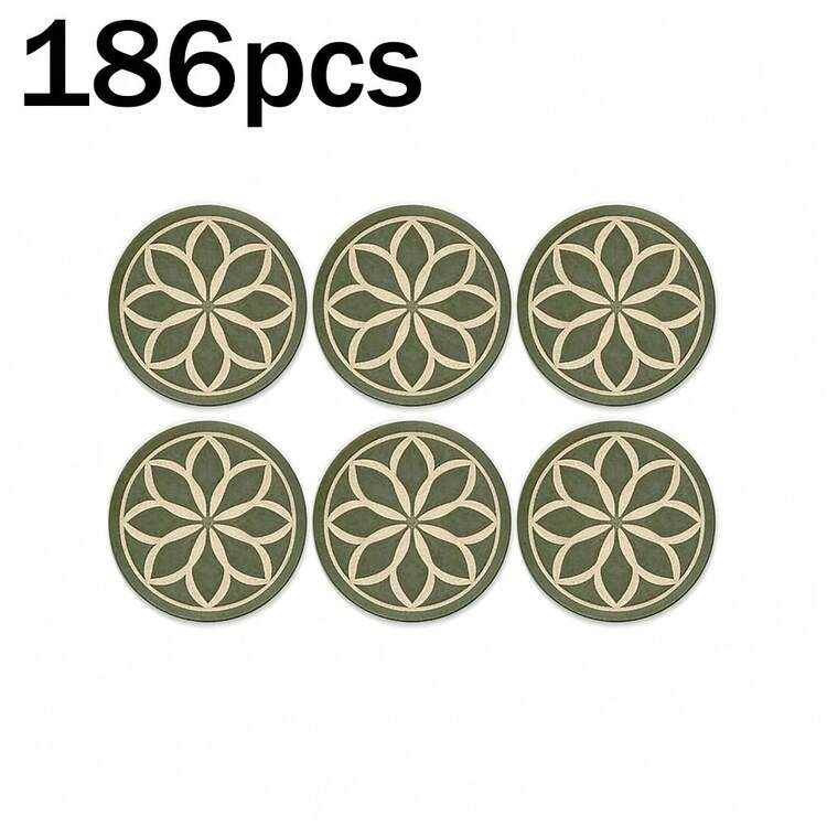 6pcs/Set Green Petal Design Wooden Coasters - 10*10cm, 2D Printing, Bohemian Style, Suitable For Coffee Cups, Mugs, Wine Glasses, Tea Cups, Kitchen, Wedding, Home & Restaurant Decor, Holiday Gift, Tabletop Decor, Kitchen Decor, Kitchen Accessories, Home Decor, Mother's Day Gift, Spring Decor, Gift For Mom, Dad, Friends, Wife, Husband, Kids, Colleagues, Available In 1 Set, 2 Sets Or 3 Sets - Green - View 8