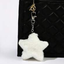 1pc Five-Pointed Star Plush Keychain Pendant, Faux Rabbit Fur Ball Star Plush Keychain Accessory - View 3