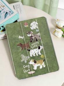 1pc Painted Puppy & Butterfly Pattern Tablet Case, Compatible With IPad Mini 4/5/6/7, Air, 9.7/10.2/10.5/Air 4/5, Pro 11", 10th Gen, Air 11" (M3) 2025, 11" 11th Gen 2025, Galaxy Tab A8 10.5" 2022, With Pencil Holder, Tri-Fold Stand, TPU Soft Edge Protection, Magnetic Sleep/Wake, Cute/ Design - Multicolor - View 2