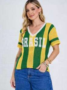Brazil Jersey, Tricot, V-Neck, Premium Openwork Knit, Modern Look To Cheer On The 2026 World Cup In Style - 彩色 - 查看 2