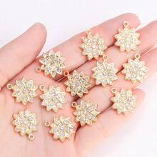 10个高品质水钻心形、蜻蜓、花朵、星形合金吊坠，适用于女士耳环、手链、项链、钥匙扣、DIY首饰 - 金色 - 查看 15