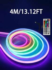 RGB Neon Light Strip, LED Light Strip, Silicone Rope Light, USB Powered Flexible Light Strip With 44-Key Remote Control, Suitable For Gaming Room, Party, Wall, Ceiling, Home, Room, Garden, Christmas, Gathering, TV/Computer Backlight Decor, Home Decor, Holiday Decor, Party Decor, Birthday Decor, Halloween Decor - Multicolor - View 12