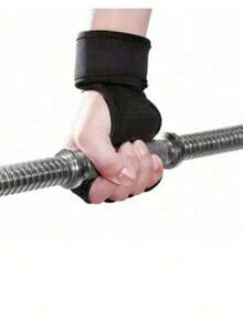 1 Pair Of Ink Colored Neutral Fingerless Sports Gloves, Available In S/M/L/XL Sizes, Suitable For Weightlifting, Gym Fitness Training, With Hook And Loop Fasteners - màu đen - Xem 3