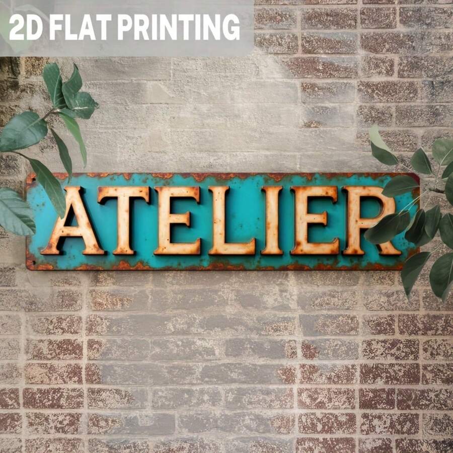 1 Stück großer Vintage Metall Wanddekoration - abgenutzt kupfergrün rustikale Bauernhaus Dekoration, abgenutzte Typografie Eisenschild, geeignet für Zuhause, Büro, Studio, 39,98 x 39,98 cm (39 Zoll) - keine Stromversorgung erforderlich, dekorativ, 2D flach - mehrfarbig - Übersicht 1