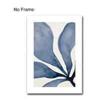 1 Stück blaue Blumen Wandkunst, abstrakte botanische Malerei, minimalistisches marineblau Aquarell Kunstwerk, modernes Küstendesign, moderne abstrakte Blumen Kunst Poster Heimdekoration, ohne Rahmen - Blume - Übersicht 10