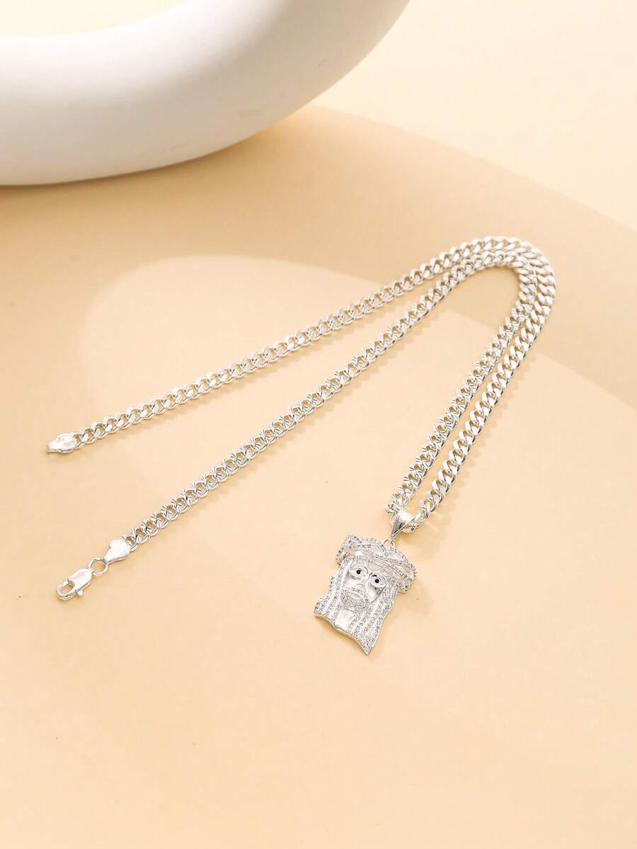 1pc Fashionable Clover Pendant Necklace, Cubic Zirconia Inlaid, Brass Material, Suitable For Unisex Hip-Hop Daily Wear