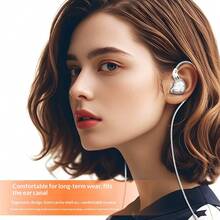 有线耳机、Type-C耳机、免提通话和音乐、立体声低音入耳式耳机、音频电子产品 - 黑色 - 查看 2