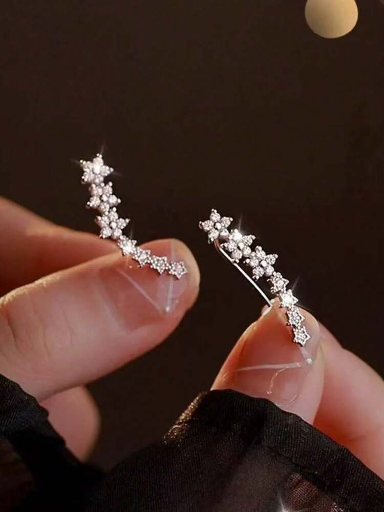 一对欧美经典百搭时尚单字花七星耳环 - 彩色 - 查看 6