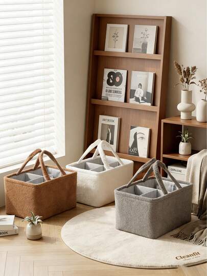 1个装布艺提手尿布篮、洗衣篮、纯色脏衣篮、玩具收纳箱、家居布艺整理盒