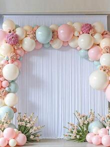 1pc/2pcs White Wedding Backdrop Curtain, White Milk Silk Backdrop Curtain, White Polyester Photography Background For Wedding Party Ceremony Stage Decor, Bridal Party, Anniversary Party Stage Decor, Shower Birthday Party Home Room Photo Backdrop Decor White Satin Party Curtain Background Decoration,Christmas New Year Photograph Props - White - 查看 8
