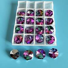 20pcs/Set 14mm Double Hole Glass Beads/Crystal Octagonal Beads, DIY Suncatchers/Crystal Prisms/Crystal Pendant For Chandelier/Christmas Tree Decor/Holiday Decor/Wedding Decor - Multicolor - View 8