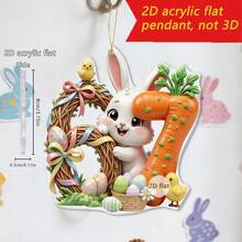 1 pieza Colgante con forma de conejo de Pascua de dibujos animados, decoración colgante de coche con forma plana de conejo de acrílico con el número 67, accesorio para mochila, regalo de pareja - Adorno de conejo - Ver 11