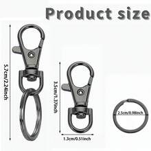 30pcs Metal Swivel Hooks With Key Rings Set, 15pcs Lobster Clasps And 15pcs Flat Key Rings - For Making Keychains, Lanyards, Bags, Dog Leashes, DIY Crafts And Gift Accessories - Center Button Flat Circle - View 2