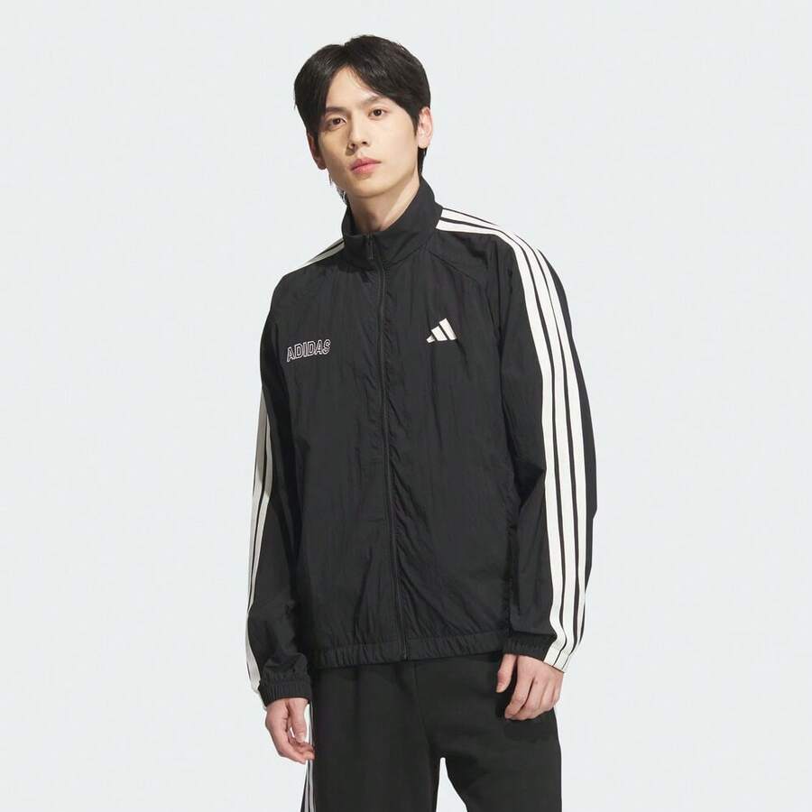 Adidas ST SPORTS 男士 LWJKT 夹克，梭织连帽外套 KB9132 - 黑色 - 查看 1