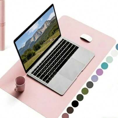 Thảm lót bàn làm việc đa năng YSAGI 60 x 35 cm, với bề mặt giả da và nhung chống trượt, thích hợp làm tấm lót chuột, tấm lót laptop, tấm bảo vệ mặt bàn, dùng cho văn phòng/nhà riêng (Màu hồng)