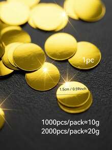 2000pcs/Pack Colorful Metallic Confetti, 15mm Round Dot, Suitable For Party And Wedding Decoration, Shiny Gold, Silver, Mixed Holographic Sequins, Party Decor, Glitter Sequins, Metallic Texture, Confetti Decor, Perfect For Birthday, Wedding, Anniversary - A - View 9