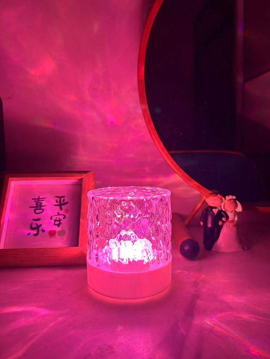 1个水波纹LED氛围灯,触摸/遥控,USB供电LED投影灯,16种颜色可选,适用于卧室、家庭影院、派对、婚礼、舞厅 - 彩色 - 查看 1