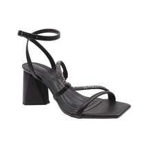 Sandália Feminina Salto Bloco 7,5 cm com Strass – Sandália Elegante Festa / Casamento | Nude, Preto, Prata, Ouro Light Ella's Shoes - Preto - Visão 14