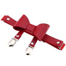 A Punk Street Dance Bowknot Metal Double Duckbill Leather Garter Belt, Boot Strap, Elastic Foot Accessory, Anti-Slip Sock Strap - 粉色 - 查看 6