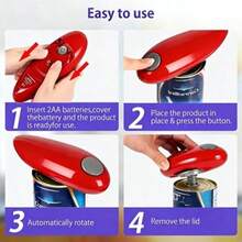 Automatic Electric Can Opener: One-Touch Cordless Kitchen Tool For Effortless Can Opening – Ideal For Disabled Hands, Home Kitchens & Camping - Red - View 6