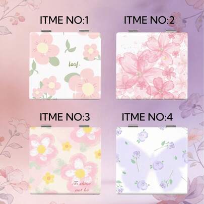 4PCS Y2K Aesthetic Mini Portable Folding Makeup Mirror Set, PU Leather Cute Floral & Butterfly Print Pocket Mirrors, Double Sided 1X/2X Magnifying Compact Mirrors With Pastel Pink & Purple Blossom Patterns, Glittery Floral & Inspirational Quote Details, Floral Style Foldable Beauty Mirrors For Purse, Travel, Handbag & Daily Touch-Ups, Ideal Gifts For Women, Girls & Y2K Fashion Lovers