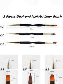 Bộ cọ vẽ móng nghệ thuật - Bộ 3 cọ vẽ móng acrylic hai đầu chuyên nghiệp, cọ kẻ viền, cọ vẽ chi tiết, cọ vẽ thiết kế, cọ đắp gel, dụng cụ vẽ móng 3D. - Nhiều màu - Xem 3