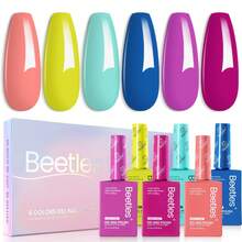 Beetles 15ML 6 Colors  HEMA-Free Pastel Gel Polish - Fairy Tale Dream, Pastel Yellow Pink Blue Purple, Colorful Bottle, Soak Off UV LED Manicure - 6 màu, 15ml, không chứa Hema, Spectrum Dance - Xem 8