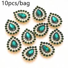 10pcs/Pack Iron-Based Acrylic Hand-Sewn Rhinestones, Shiny Water Drop Shaped Rhinestones 7X10mm For Crown Jewelry DIY, Flat Bottom - Water Droplet Rhinestone - View 14