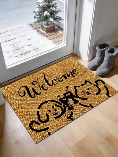 1件装狗狗动物棕色日常用品门垫，涤纶防滑底，经久耐用，室内入口垫，厨房垫，户外地毯，适用于客厅、卧室、浴室、房间装饰
