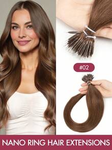 12-22 Inch Nano Ring Hair Extensions, Real Human Hair, Natural Black Color, Nano Bead Straight Hair Extensions, Invisible Nano Hair Extensions For Women, Suitable For Daily Wear, Party, Wedding, Easy To Install And Wear - Multicolor - View 23