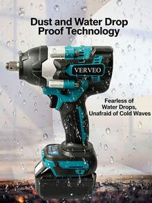 VERVEO Power Tool 20V Kunci Pas Dampak Tanpa Sikat 1000N.M Torsi Tinggi 1/2 Inci Tugas Berat Motor Tembaga Murni Perbaikan Rumah dan Mobil DIY, Pembongkaran Mur dan Ban Peningkatan Baterai Lithium Antarmuka TYP-C - Biru - View 2