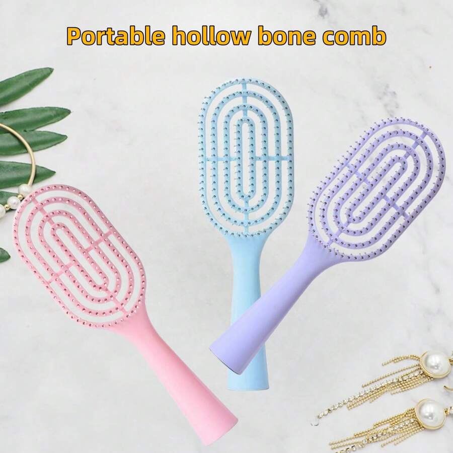 Portable Hollow Comb, Macaron Fluffy High Crown Curling Styling Comb, Massage Rib Comb, Vertical Hollow Comb