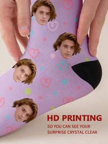 1 Đôi tất dài đến bắp chân in chữ và ảnh theo yêu cầu, tất in chữ "Người cha tuyệt vời nhất" và ảnh chàng trai đẹp trai, tất đôi dài đến bắp chân in hình ảnh độc đáo, thích hợp làm quà tặng Ngày của Cha, sinh nhật và các dịp khác. - Nhiều màu - Xem 4