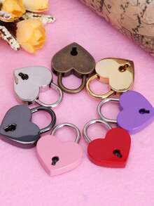 1pc 3cm Mini Heart Shaped Zinc Alloy Padlock, Cute And Durable Lock For Daily Use On Luggage, Backpacks, Drawers, Notebook And Decorations - 多色的 - 查看 8