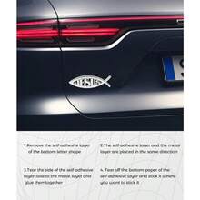 2PCS Jesus Car Decal 3D Christian Auto Stickers  Bumper Decals For Cars Motorcycles SUVs Trunk Door Fender Decoration Silver Finish Religious Vehicle Accessories Suitable For Exterior Automotive Decoration And Personal Expression - 銀色 - 查看 5