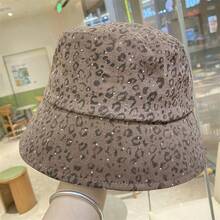 Sequin Leopard Print Bucket Hat, Retro American Style Leopard Bucket Hat For Women, Spring/Summer Small Face Sun Hat - Sequined Leopard Print Fisherman - View 8