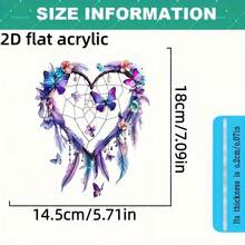 Móc treo giấc mơ hình trái tim màu tím phẳng 2D, đồ trang trí cửa sổ bằng acrylic, vật bắt ánh nắng mặt trời bằng acrylic, đồ trang trí treo tường cho phòng ngủ, hiên nhà, sân vườn, quà tặng sinh nhật sáng tạo, quà tặng ngày lễ - A - Xem 7