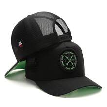 Texas Wind Country Trucker Cap With Curved Brim And Mesh Detail - 黑綠色 - 查看 1