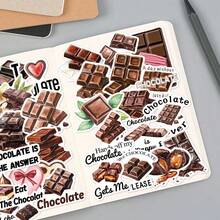 50pcs Chocolate Pattern Stickers, Decorative For Notebook, Laptop, Scrapbooking, Planner, Luggage, Valentine's Day Gift Scrapbook Supplies Stationery Funny Stickers - Chocolate - View 4