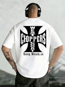 T-Shirt Homme Style Rétro Américain, Motif Locomotives, Inscription West Coast Choppers - 樣式1 - 查看 2