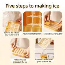 1pc 15-Cavity Ice Cube Tray With Lid, Spill-Proof Leakproof Freezer Mold,Large Capacity Ice Cube Grid For DIY Ice Cubes, Easy Release & Storage Ice Box With Cover,Home Made Ice Block Tray,Perfect For Freezer,Kitchen Bar, Restaurant Use - Multicolor - View 6