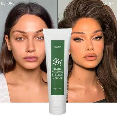  MELAO丰盈造型霜，100克，适用于扁塌细软发质，瞬间增加发量和厚度，使用前后对比效果显著，提升发根，打造丰盈秀发，质感丰盈霜，100克/3.53盎司